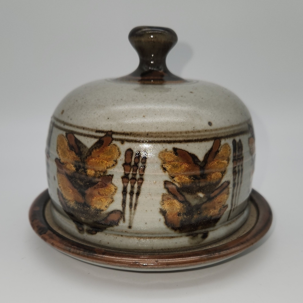 Vintage Studio Art Pottery Cheese Dome Butter Dish Not Signed Rustic Farmhouse